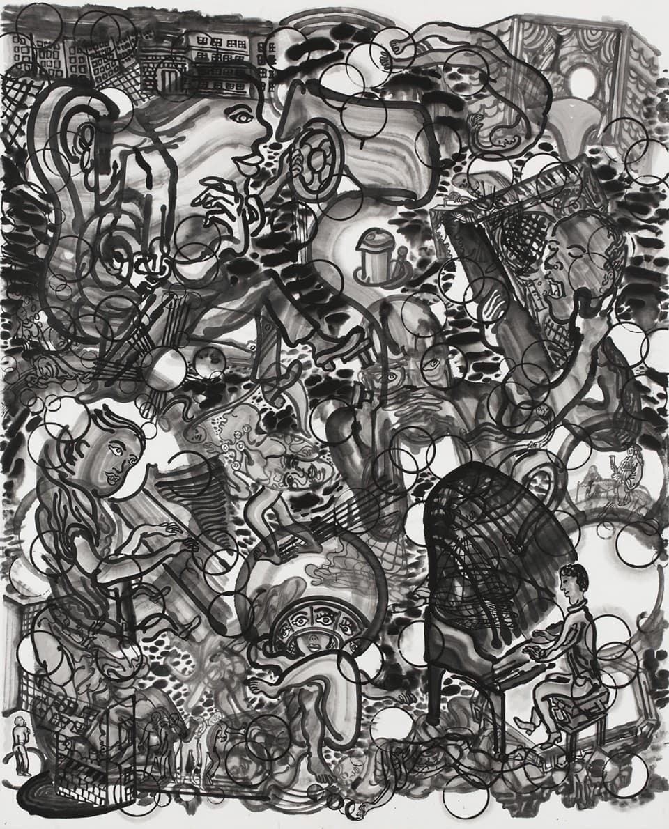 드라이브 귀모양의 운전사_지본수묵_162x130cm_2017