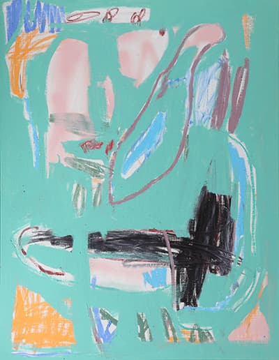 박지현, 색이좋아서 그린 무제 추상_에메랄드그린_3 Untitled Abstract, 116.8cm x 91.0cm, Mixed Media on Wood Panel with Linen, 2018