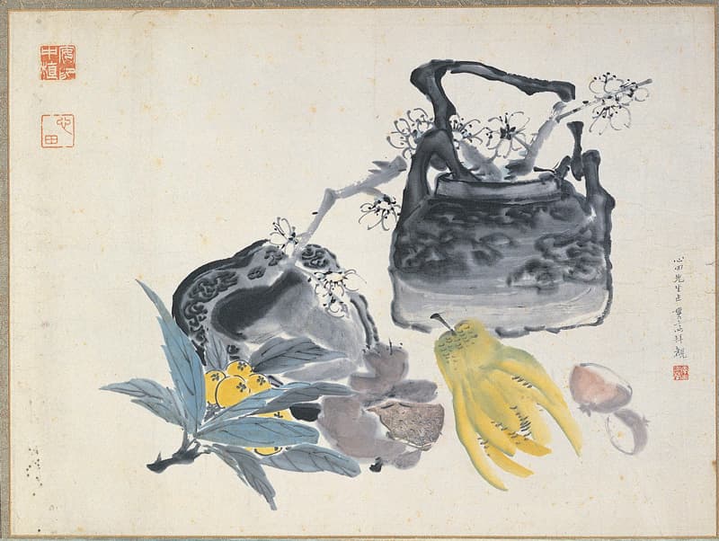 <백매고기>(白梅古器: 백매와 옛 그릇) 지본채색, 31.2×41.8cm