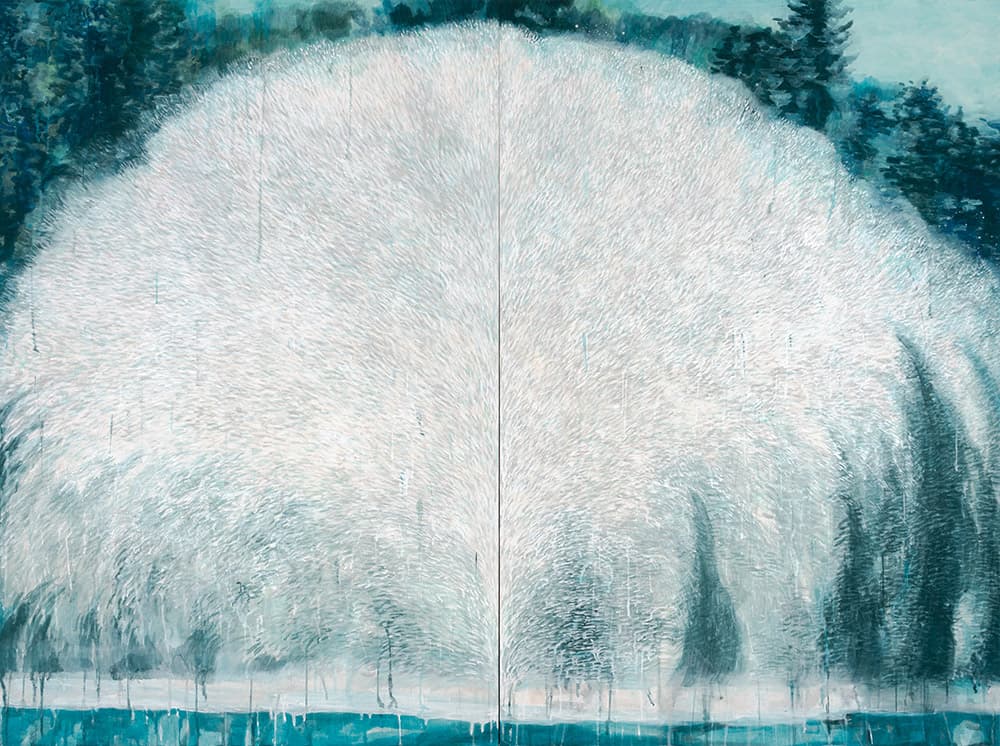 박소현,floating fountain #32–blooming,순지에 채색, 194x260cm,2019