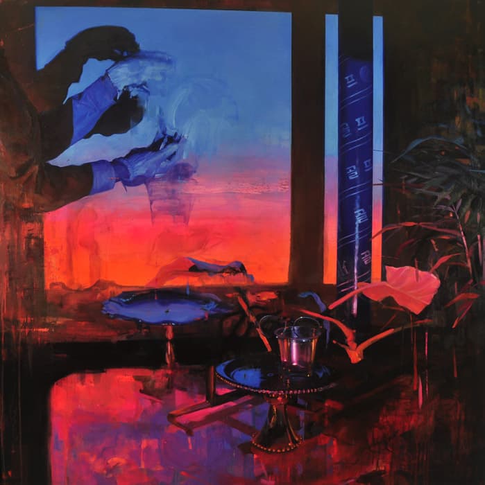 이진아 Plating-for-6pm Oil and spray paint on canvas 130.3 x 130.3cm 2017