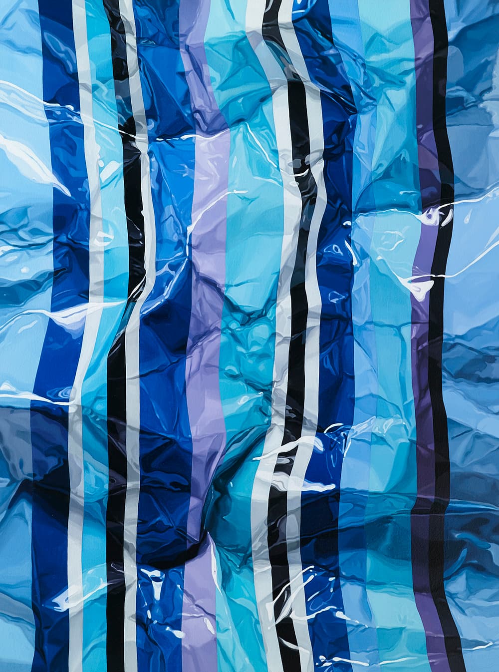 서웅주, Crumpled blue stripes, 60.7x50.2(cm), oil on canvas, 2018