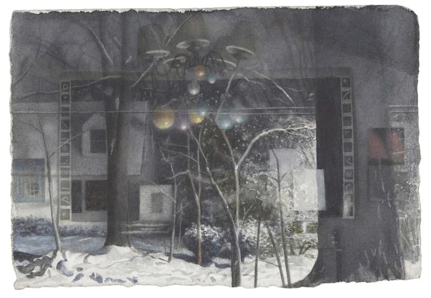 Charles Ritchie, Reflection with Snow, 2013-2017 watercolor and graphite on Fabriano paper 10.5 x 15.2 cm (4 1/8 x 6 in) ⓒ Charles Ritchie