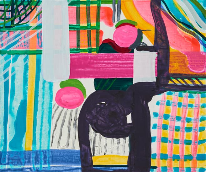 Qwon Sunwang, 과거와 현재를 이어주는 선들, 2020, acrylic and oil on canvas, 60.5 x 73 cm