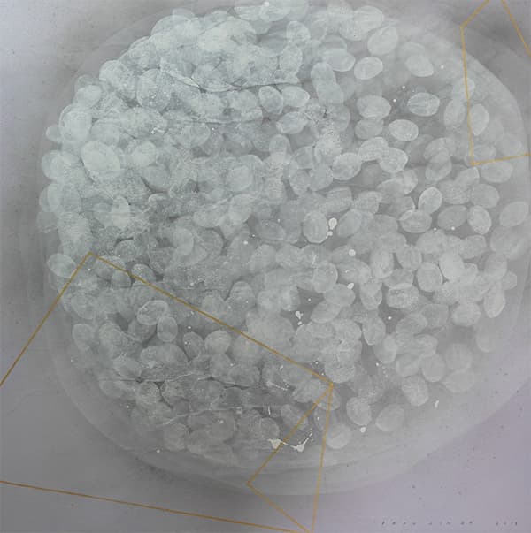 박진하, 마음속으로 장지 채색 120x120cm 2018