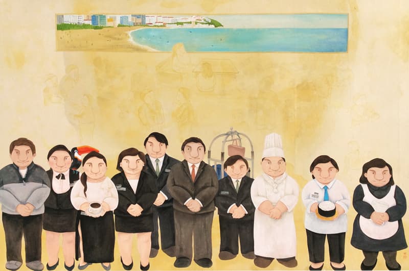 신수빈, 마주하다, 195×130㎝, 한지에 수간안료, 2017