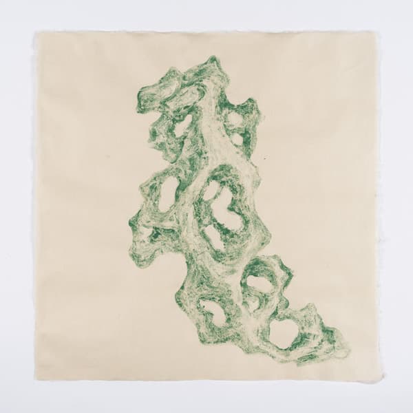 김지평_괴석도_48x48_한지에 석채(군록, malachite) 2019
