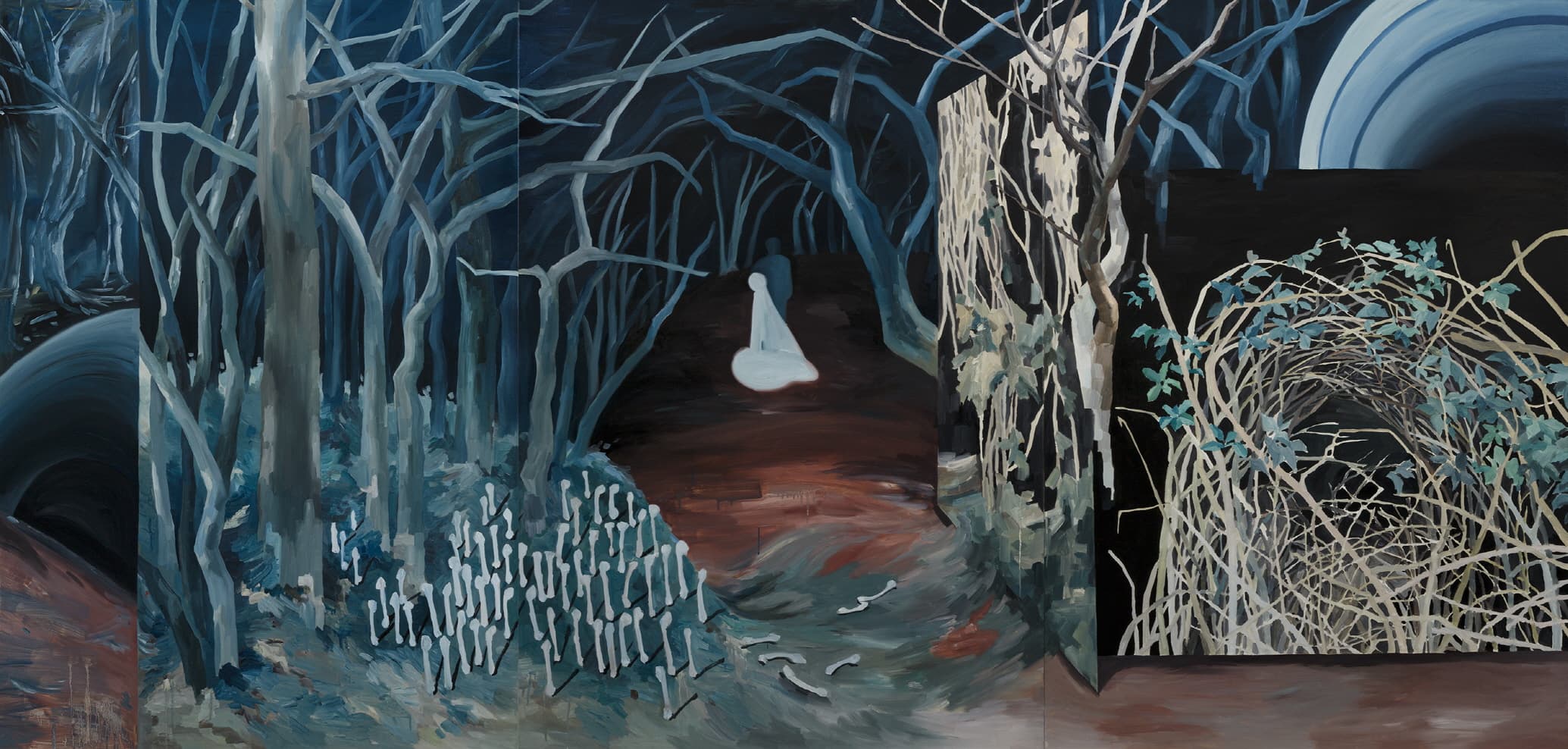 박두리_별도 달도 보이지 않았다_캔버스에 오일_162.2x336.3cm_2017
