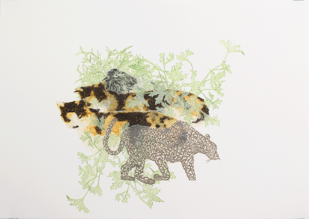 김미로 the place for them Collagraphy-etching-linocut-collage 53 x 75cm 2015