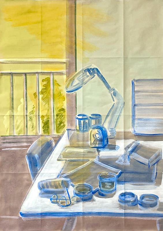 김민수, 책상, 종이에 아크릴, 84x59.2cm, 2020
