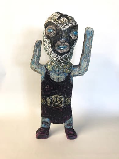 프로레슬러_닥터 X ドクターX 1 Doctor X 1 , Wood Acrylic Clay Others , 55×24×13 cm , 2019
