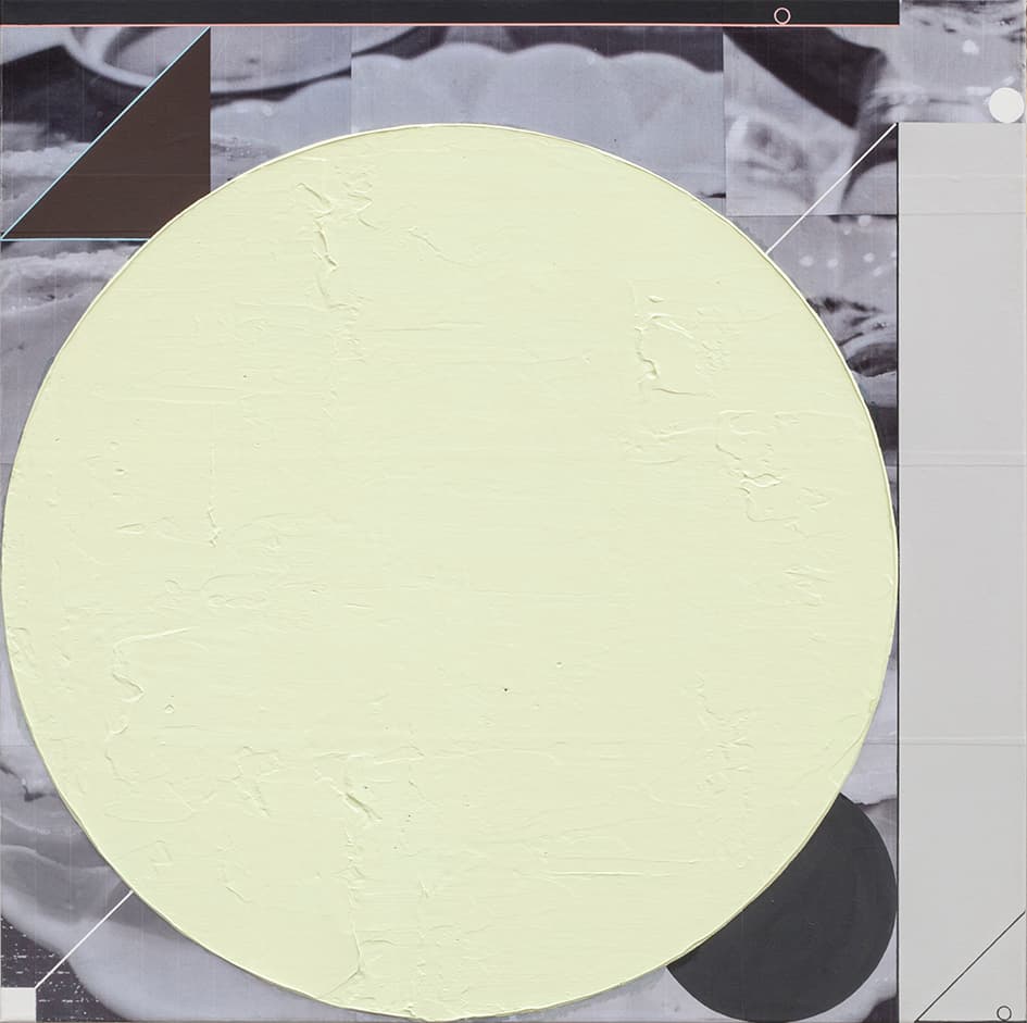 이희준, Omakase, 2019, acrylic on photocollage, 73 x 73cm