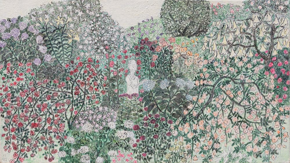 문성식 <정원과 노인> 2017 캔버스에 혼합재료 30 x 53 cm Courtesy of the artist and Kukje Gallery 사진: 박동석 이미지 제공: 국제갤러리