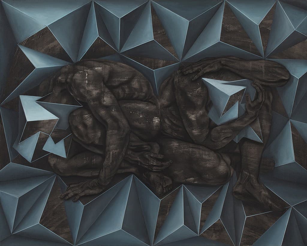 강래오, The Paradox of Paradox#33 _ 호모스투비두스 도시생존기, 캔버스에 아크릴, 80.3×100cm, 2017