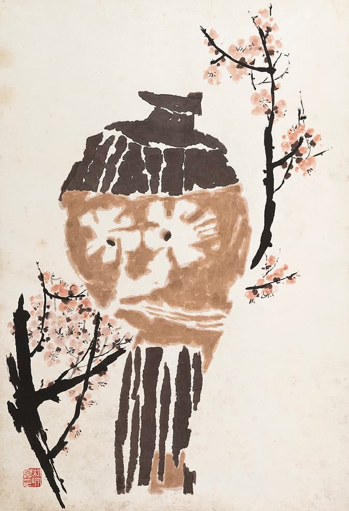 우향 박래현, 설중매(雪中梅), 종이에 수묵채색, 52×35cm. 코리아나미술관 소장.