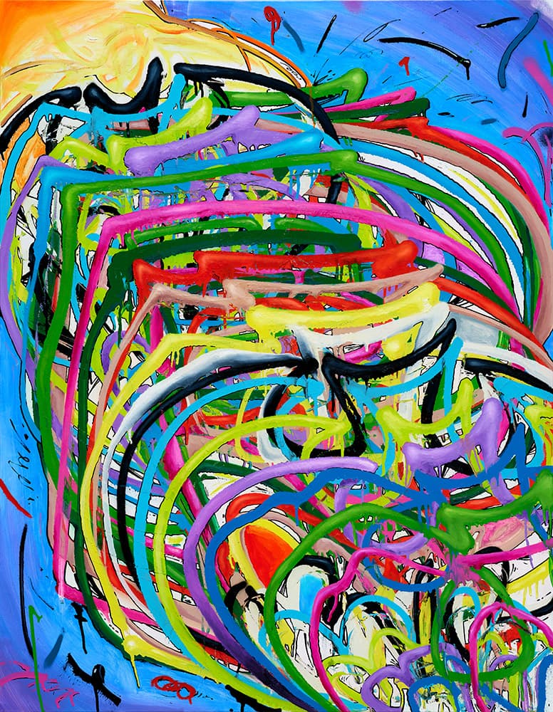 <B&R> spray paint and oil on canvas, 91 x 116.8cm, 2021