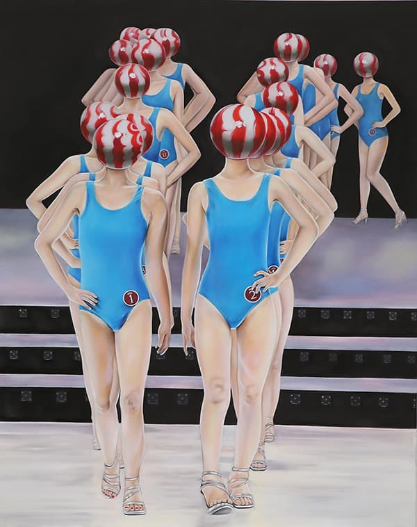 진효선, 두줄로 서서 이동하시오 72.7 X 90.9 Oil on canvas 2017