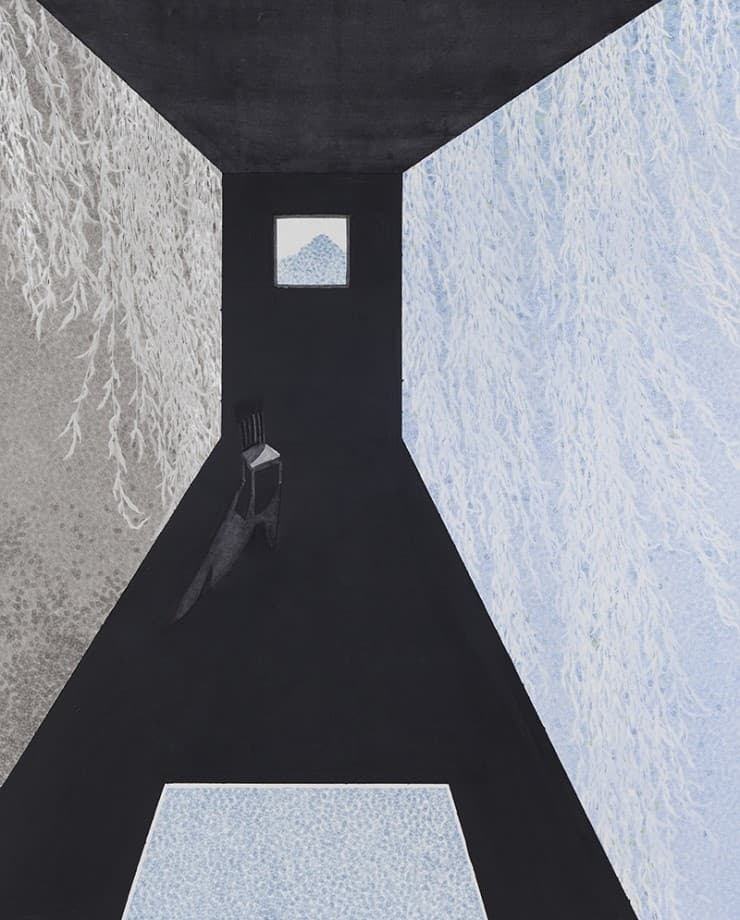 이진이, 풍류(風柳)가 있는 집 Ⅰ, 160x130cm, 장지에 먹과 채색, 2016