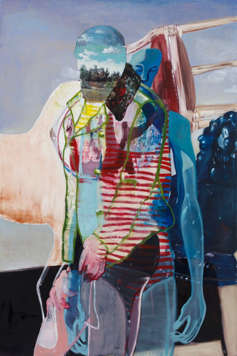 Joseph Choï, Man with a Landscapehead, 2019, oil on linen, 195x130cm 자료제공: 이유진갤러리