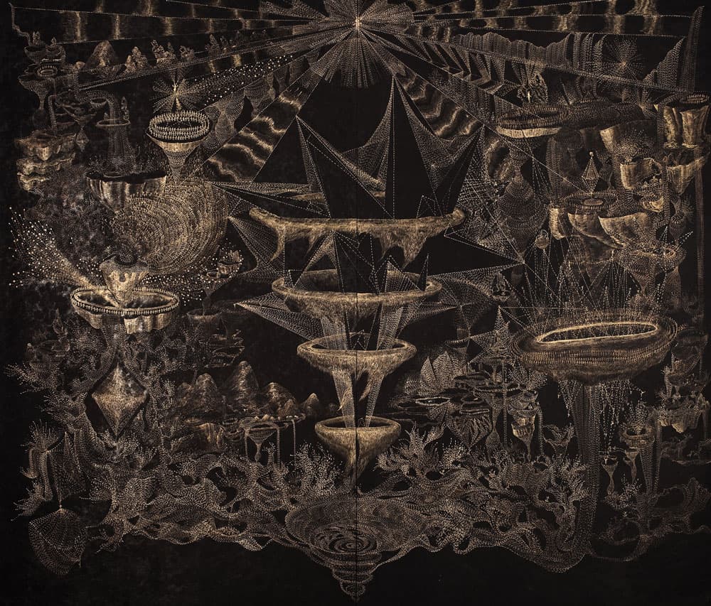 씬킴_끝의 시작 Ⅱ_장지 위 먹, 금분, 260×2270cm_2011