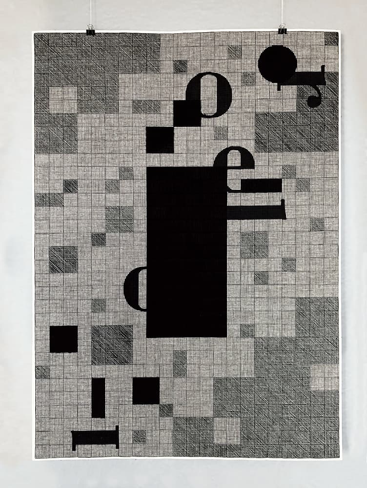 Big black squares 01_paper, thread, ink, linen_81×56㎝_2021