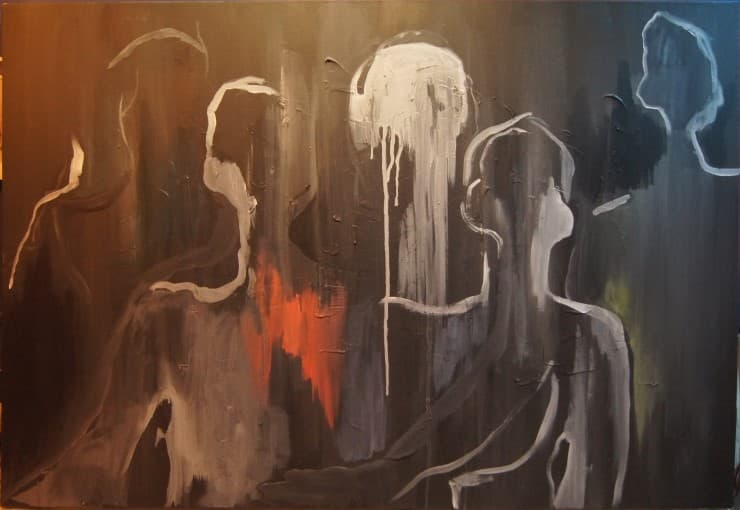 Me and Me Together, gesso on canvas, 116.5x80cm, 2017