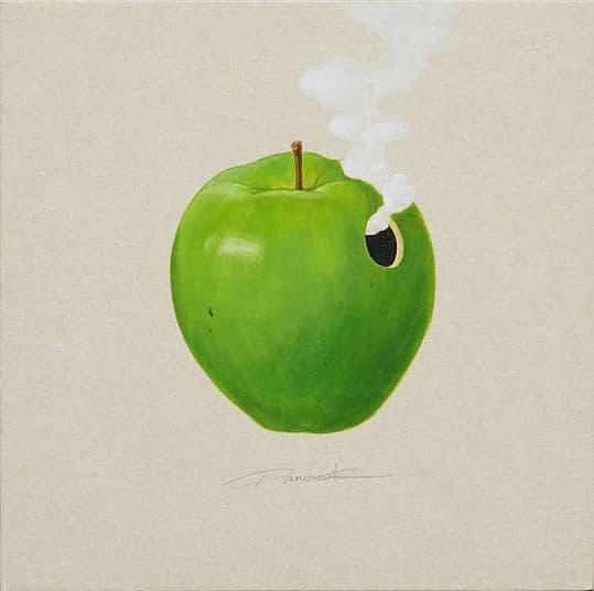 김판묵, APPLE_ 27.3x27.3cm 장지에 채색 2018