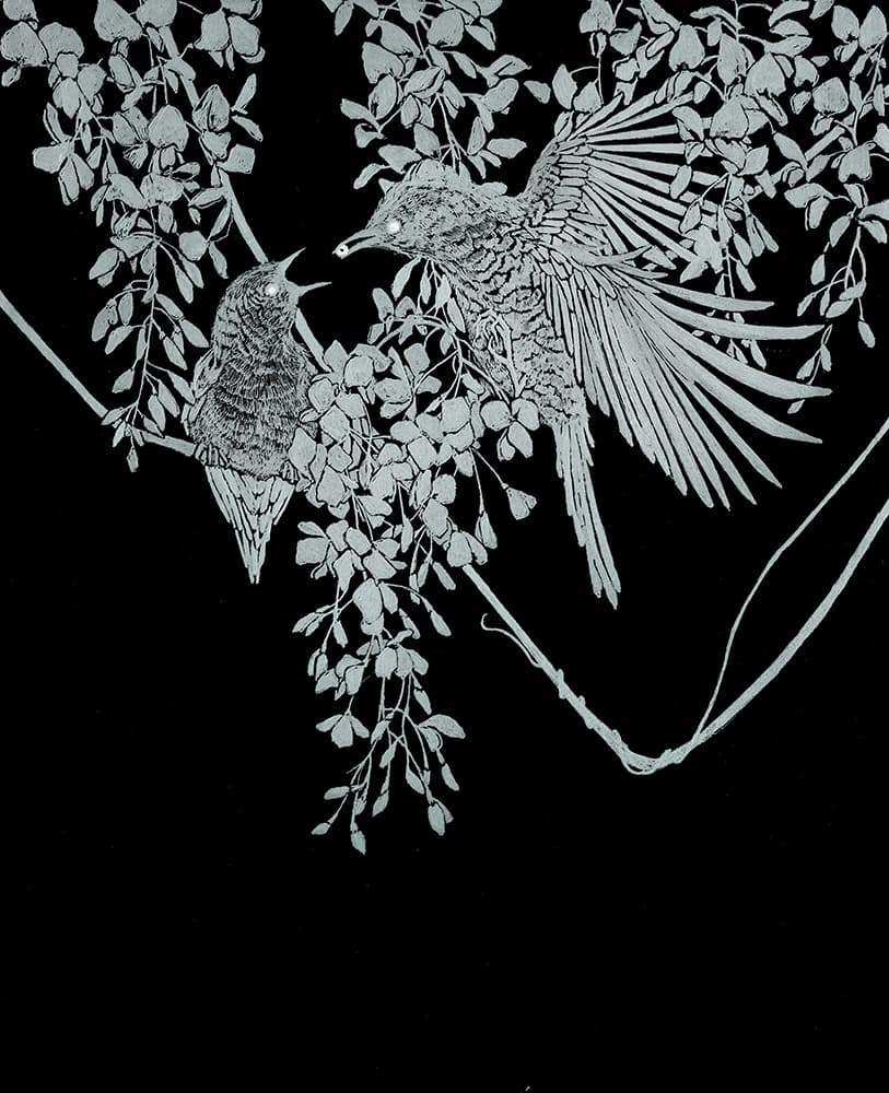 황지윤_white eyed 42_유리, 오일 인레이 기법_44×36cm_2021