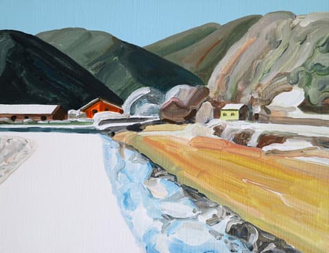 노석미, 눈이 온 뒤 After the snow 32, 2018, acrylic on canvas, 31.8 x 40.9 cm