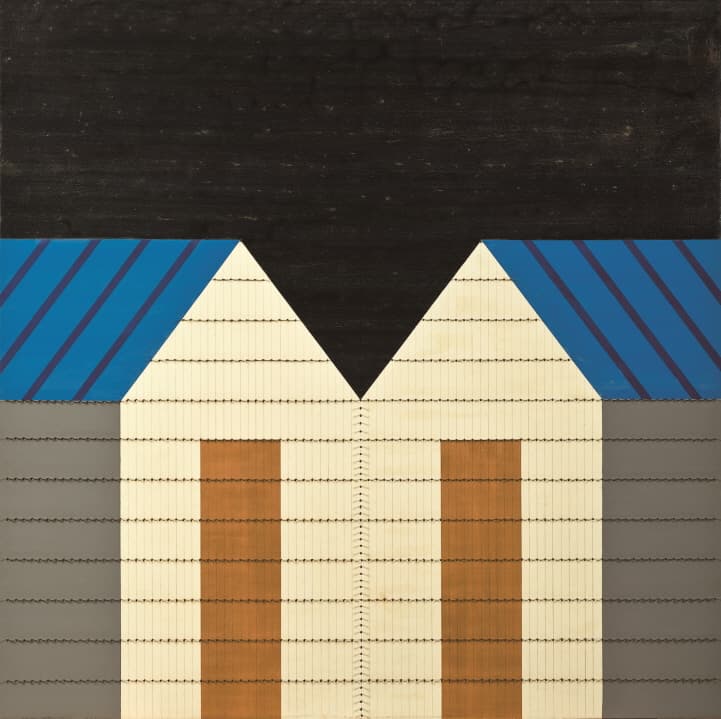 신경희, 잠자는 도시 - 두 개의 스튜디오, 2001, 혼합매체 90x90cm