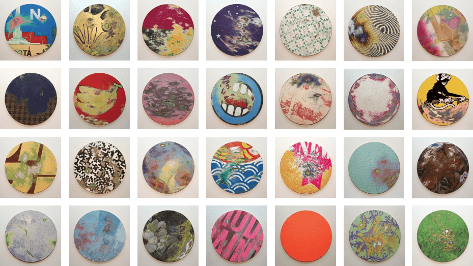 < Collected Samples >,total 28 pcs, handmade gesso, egg tempera, partially sanded off, 61 x 61 cm, 2010-2011,2013 ⓒ Eunkyung Lee