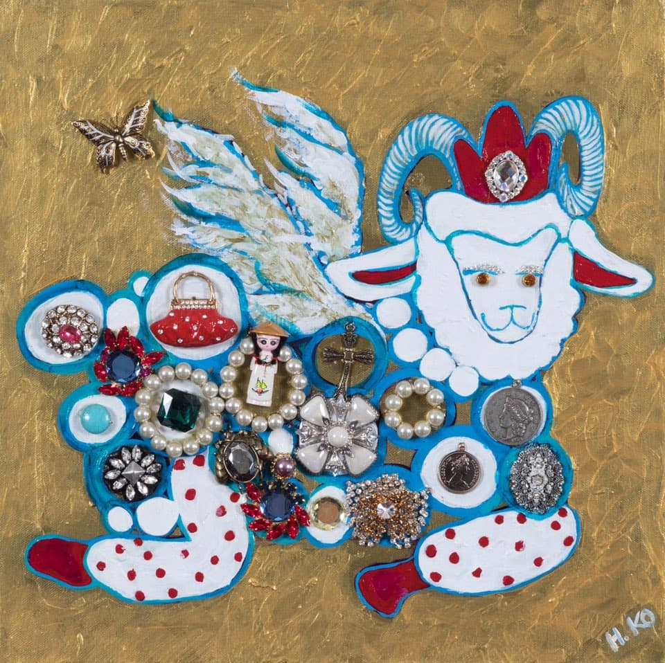 린케이_소원 들어주는 양_mixed media on canvas_40X40cm_ 2015