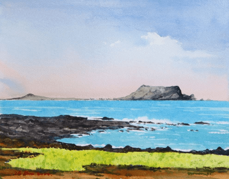 김태규, 성산포의 봄, 종이에 수채, watercolor on paper, 34.2×42.7(cm), 2020