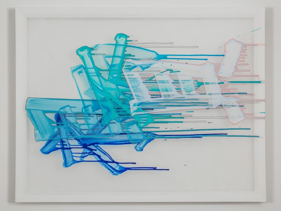 박윤경_보아도 보이지 않는_acrylic, painting marker, chiffon, wooden frame, hinge_145.5×112.1cm_2018