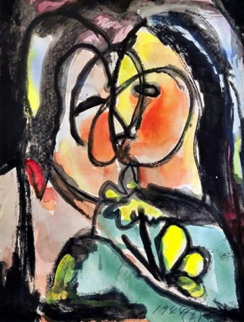 강용운, 포옹, 1944, 종이에 수채, 25x18cm