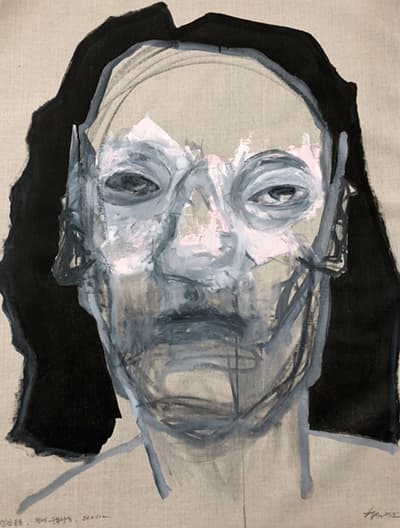 이규석, 인간중독14, 천에 수묵채색, 83x112cm, 2018