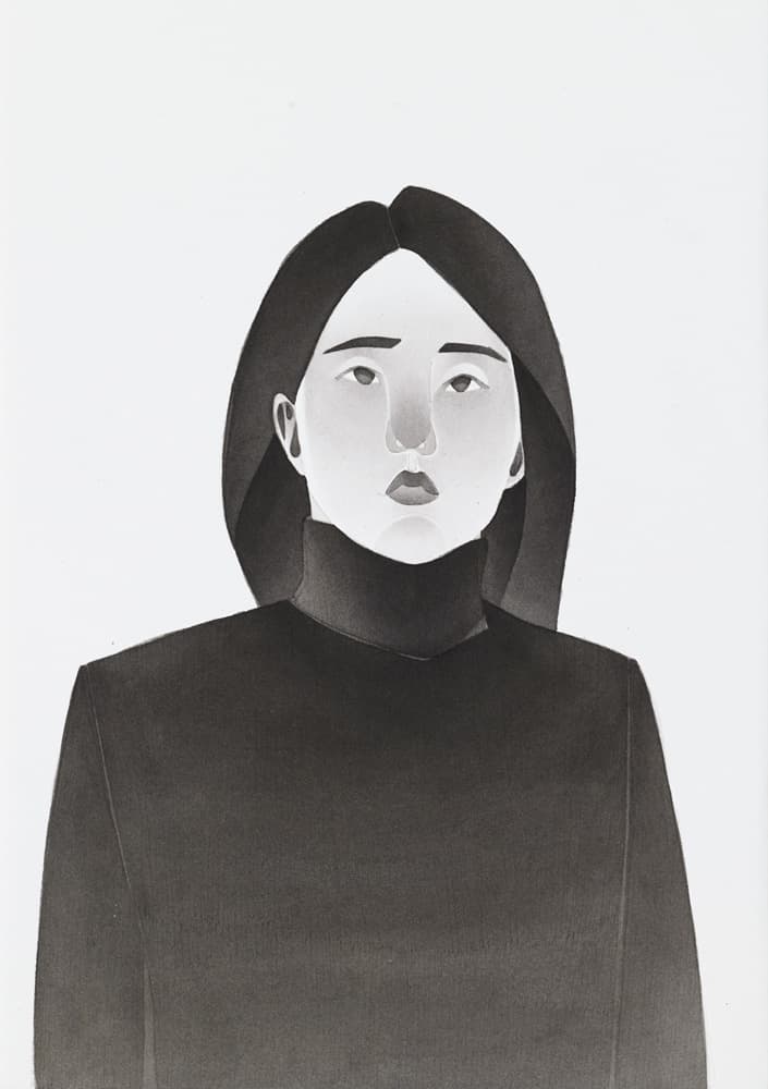 윤연두, 여자1_종이에 수묵_29.7×21.0cm_2020
