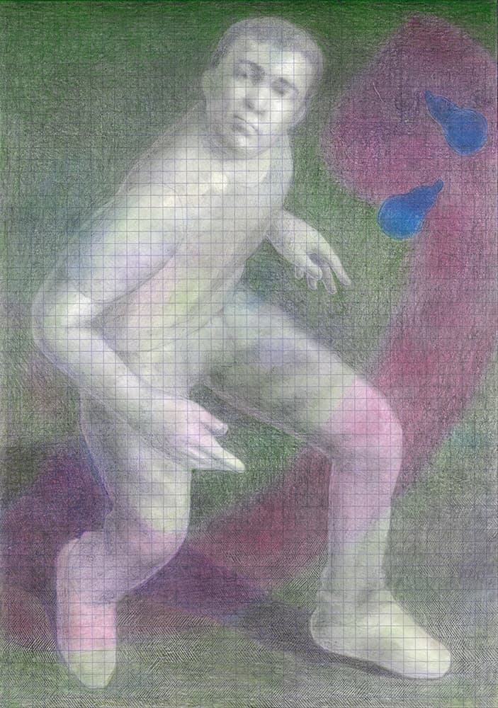 Lucas Kaiser, Surface, 2022, pencil and pigment on quad paper, 29.7 x 21 cm