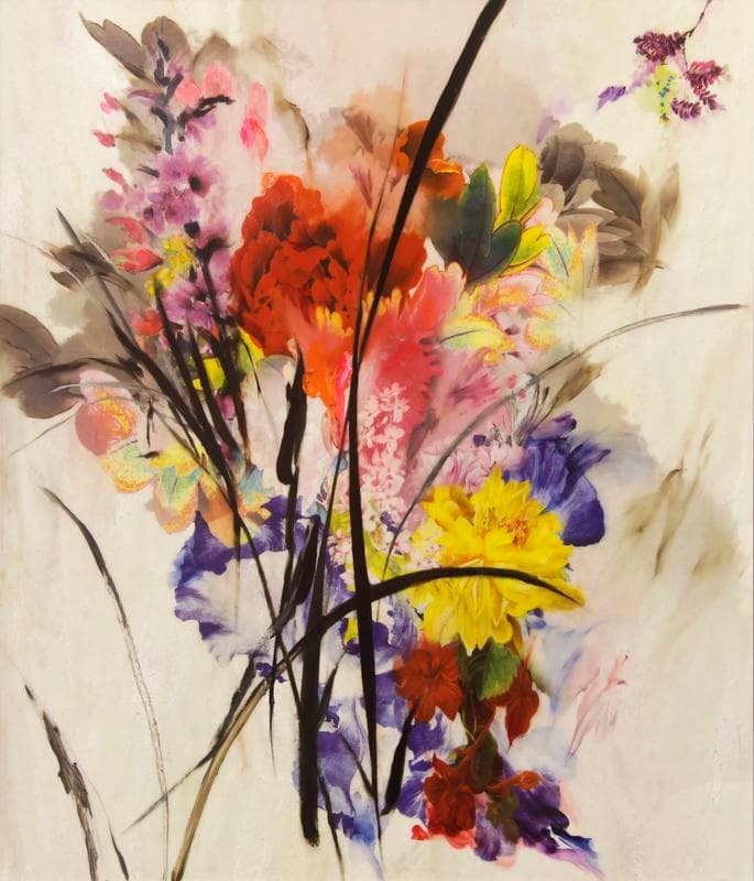 코디최, Noblesse Hybridige #19511C, 2019, Oil, cashew paint, digital print on artificial marble, 103.7 x 89.7 cm. Courtesy of the artist & PKM Gallery.