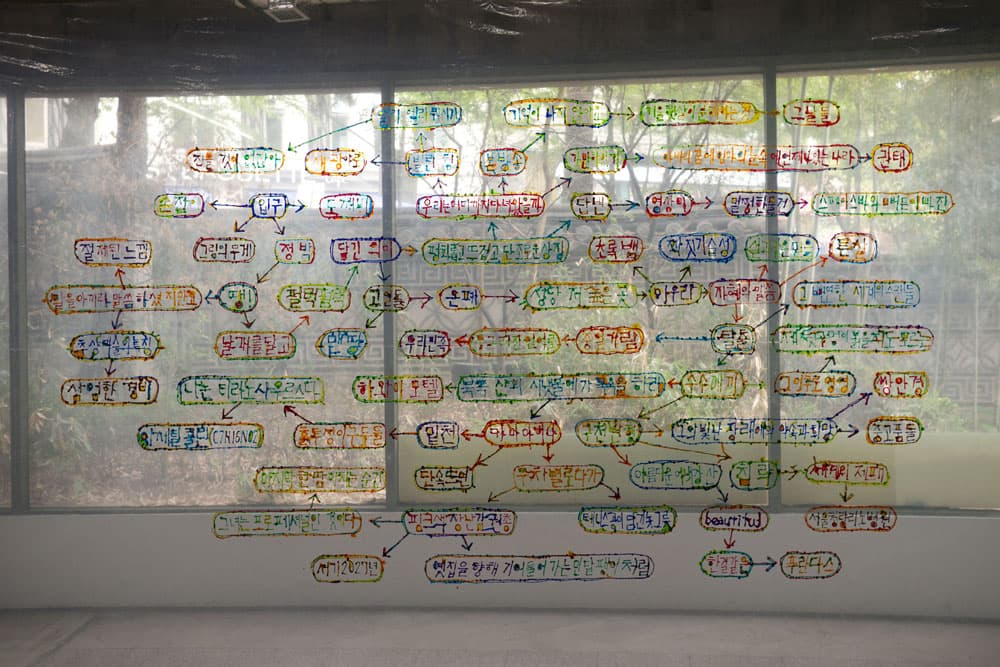 Installation view of Dongkyu Kim “Informel Logbook” publishing exhibition at Art Sonje Center, 2015 Photo by Dongkyu Kim