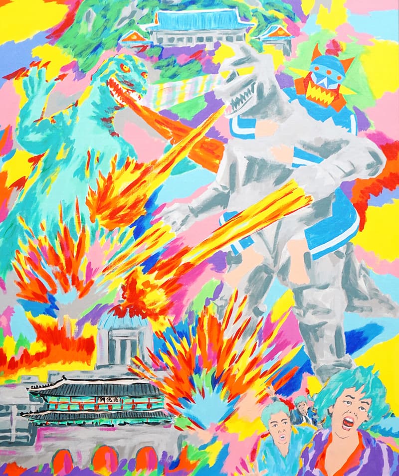 성태진, battle of gwanghwamun-1 acrylic on canvas 72.7 X 60.6cm 2018