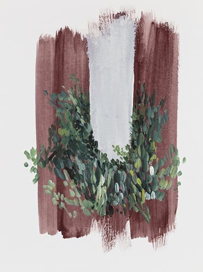 박새해, 계절의 자국_하얀나무, gouache on paper, 30x24cm, 2019