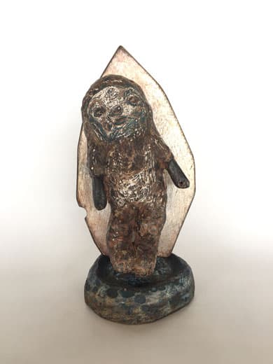 Takeshi Machiya, 달마 達磨ンズ 1, wood clay acrylic others , 127×14×12cm , 2017