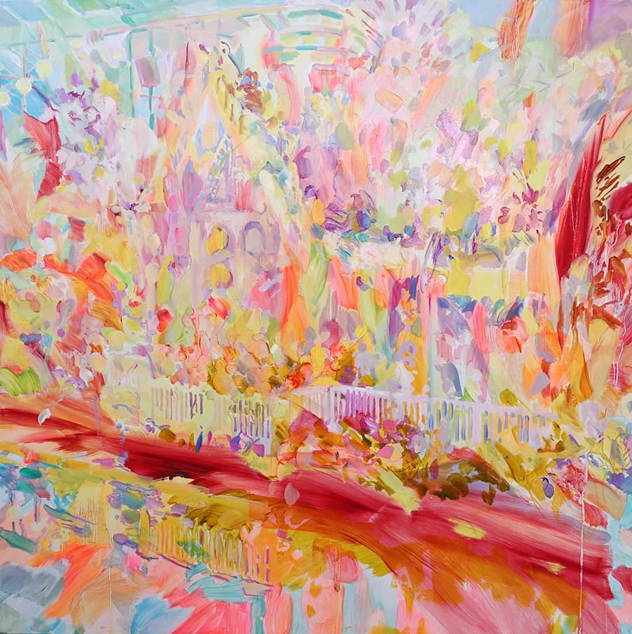 전은숙, floating house, 100cm x 100cm, oil on canvas, 2019