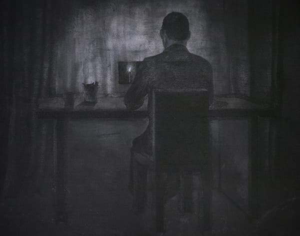 서윤아, 글과 생각, 162.2x130.3cm, 장지에 목탄, 2015