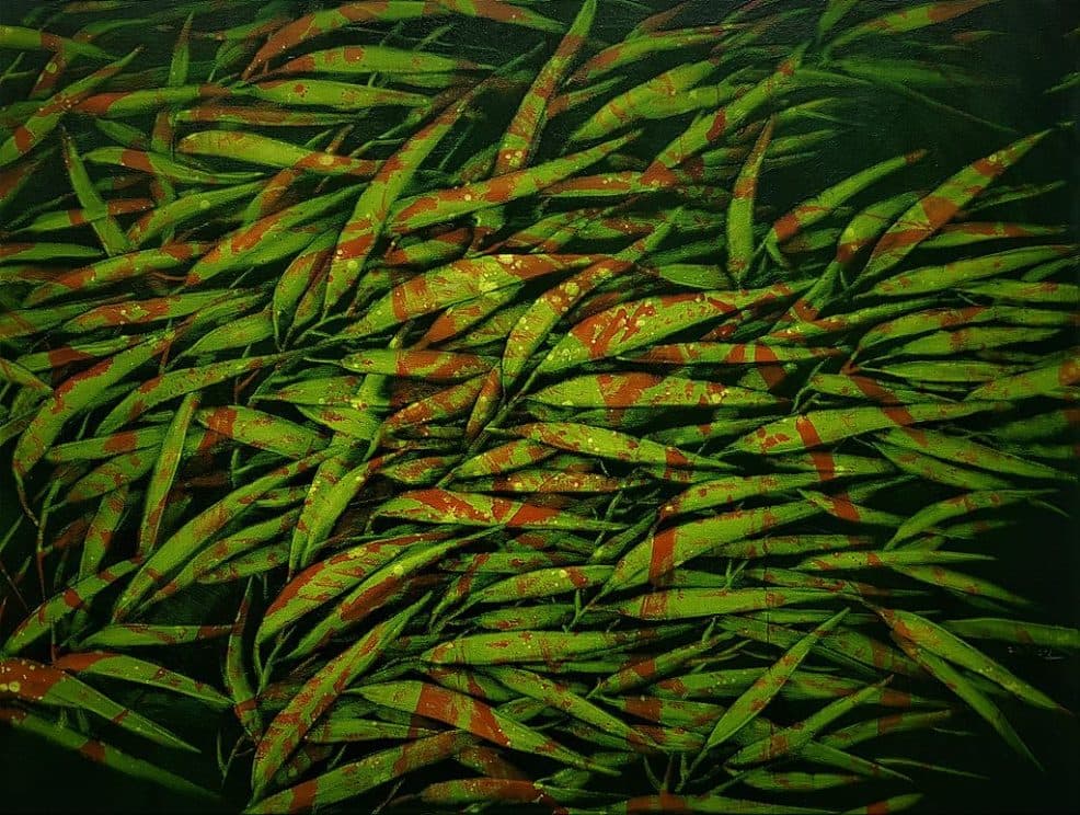 김건일, Leaf and Bamboo, Oil on Canvas, 53x41cm, 2017