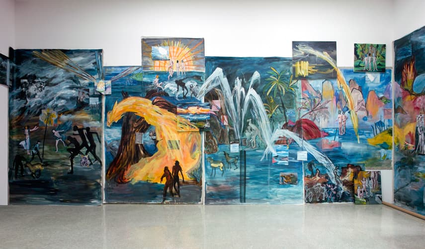 전혜림, 드로잉-변신  oil, oil pastel and paper on canvas  260×1305㎝  2017