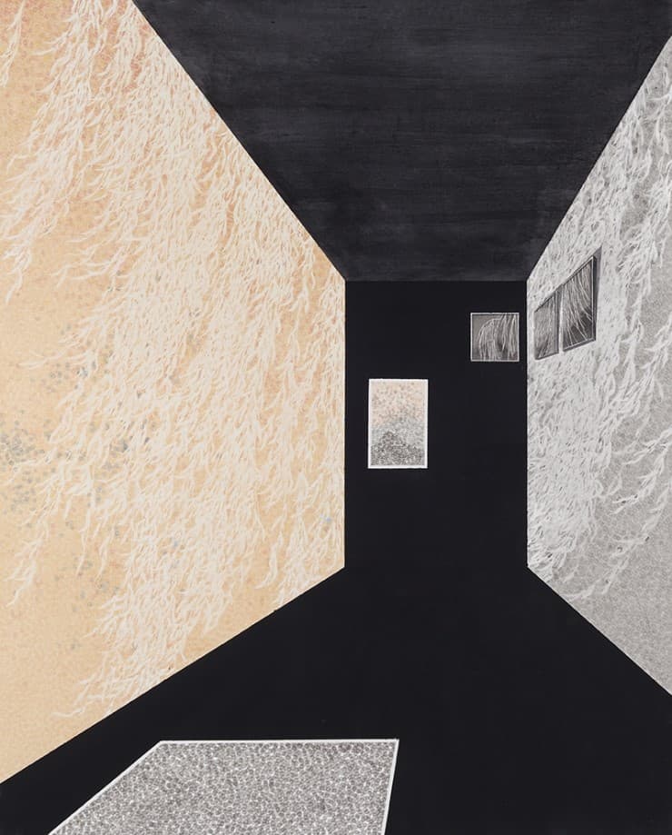 이진이, 풍류(風柳)가 있는 집 Ⅱ, 160x130cm, 장지에 먹과 채색, 2016