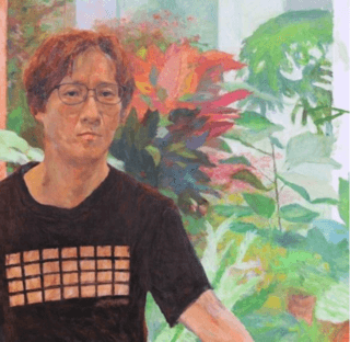 허구영, 낭만정원에서의 자화상(self-portrait in the “Romantic Garden”)_oil on canvas_60.7x60.7cm_2017
