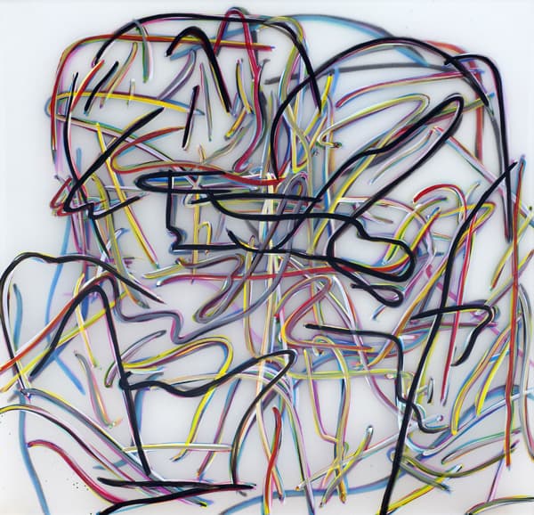 임희성_Family Landscape-빨강,파랑,검정풍경_아크릴보드, 샌딩, 아크릴 물감_52x52cm_2018